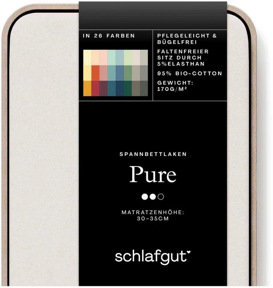Schlafgut Spannbettlaken PURE Bio-Baumwolle Beige Jersey - Bild 4