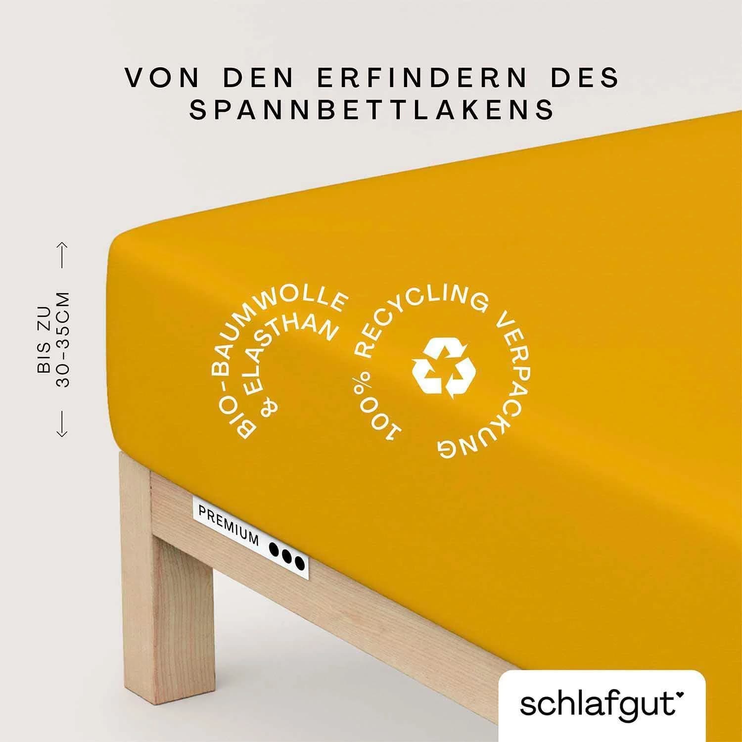 Schlafgut Premium Spannbettlaken Gelb Bio-Baumwolle Jersey