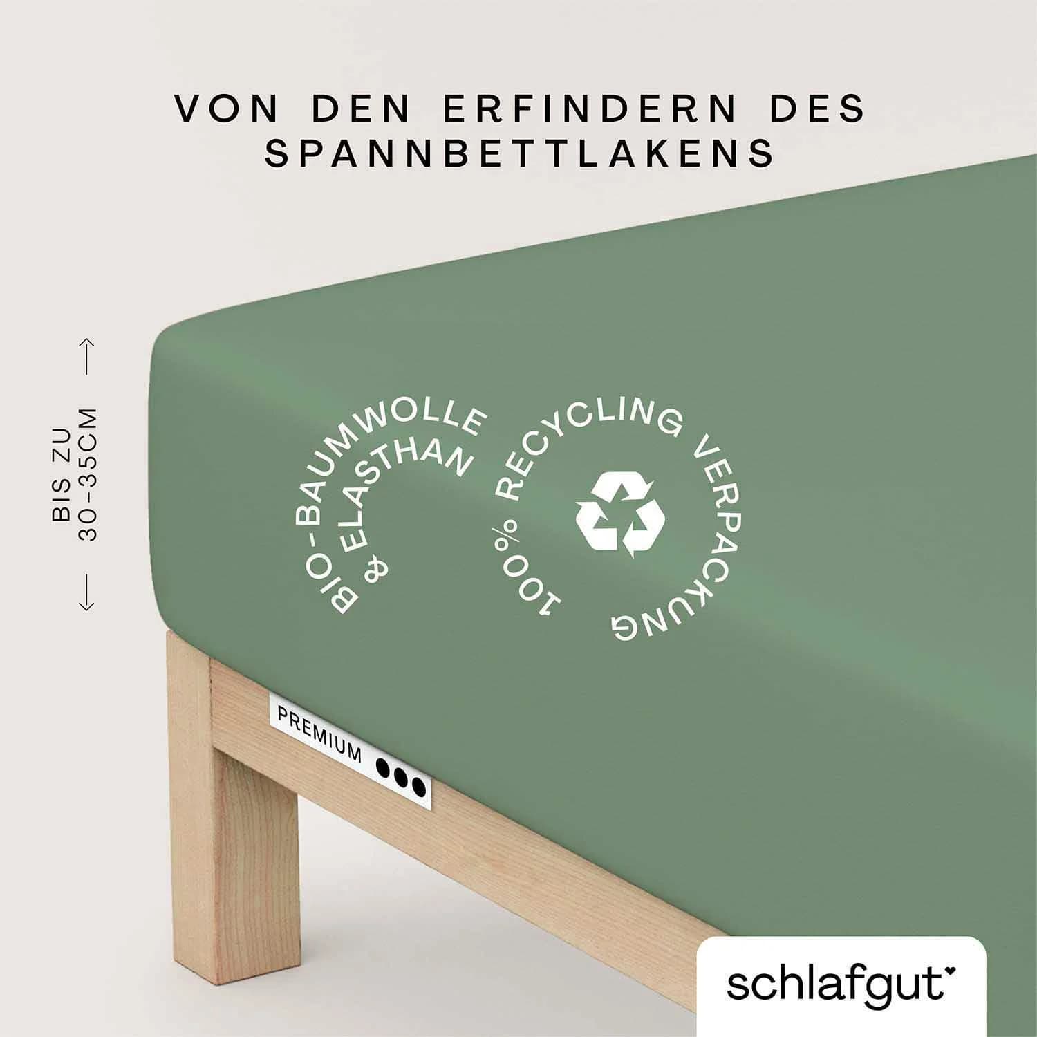 Schlafgut Spannbettlaken Premium Mako-Zwirn-Jersey Grün