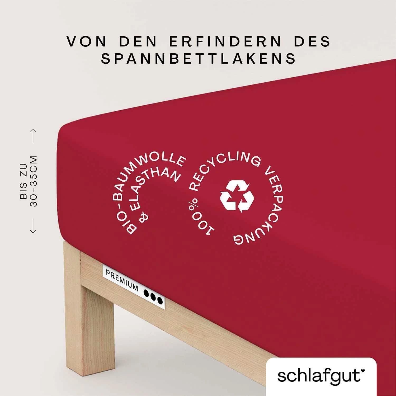 Schlafgut Premium Spannbettlaken Rot Mako-Zwirn-Jersey Bio-Baumwolle