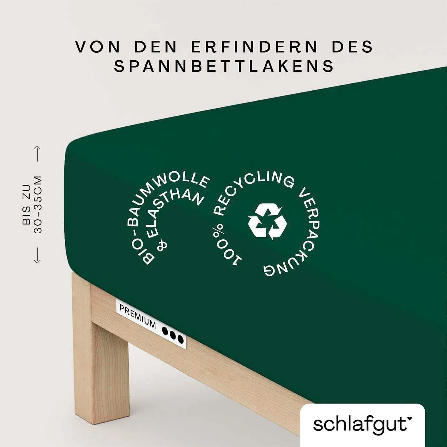 Schlafgut Spannbettlaken Premium Mako-Zwirn-Jersey Grün