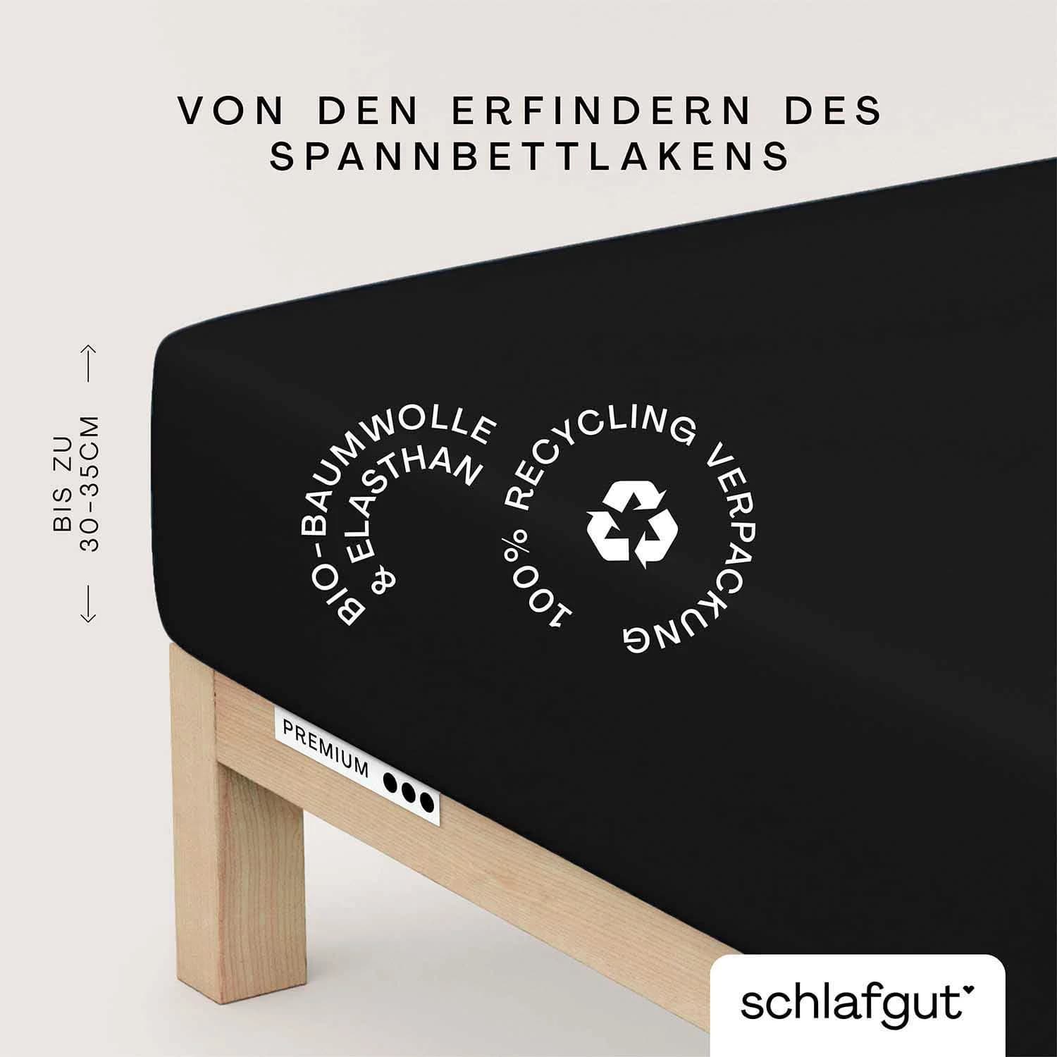 Schlafgut Spannbettlaken Premium Mako-Zwirn-Jersey Schwarz