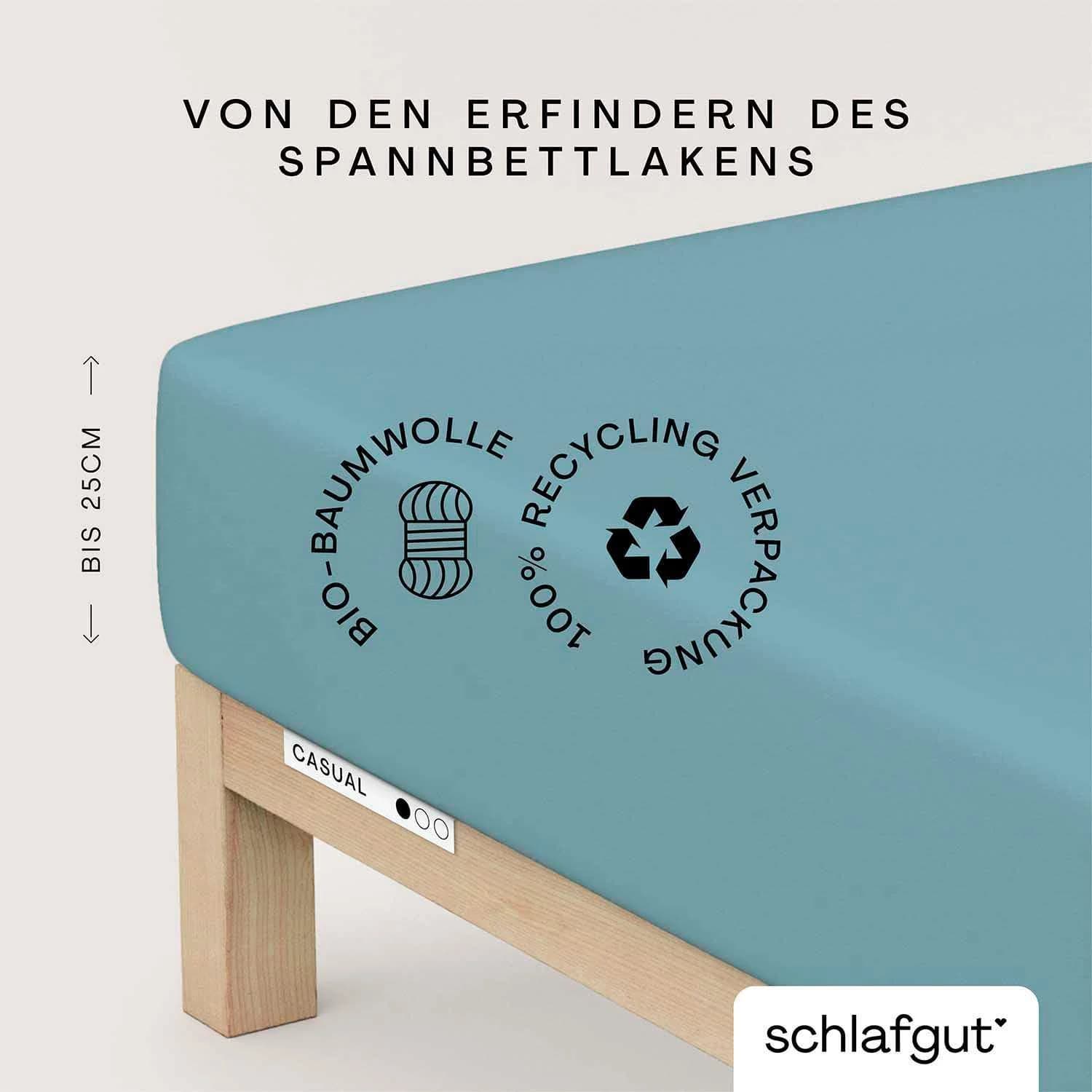Schlafgut Spannbettlaken 100% Bio-Baumwolle Blau Jersey