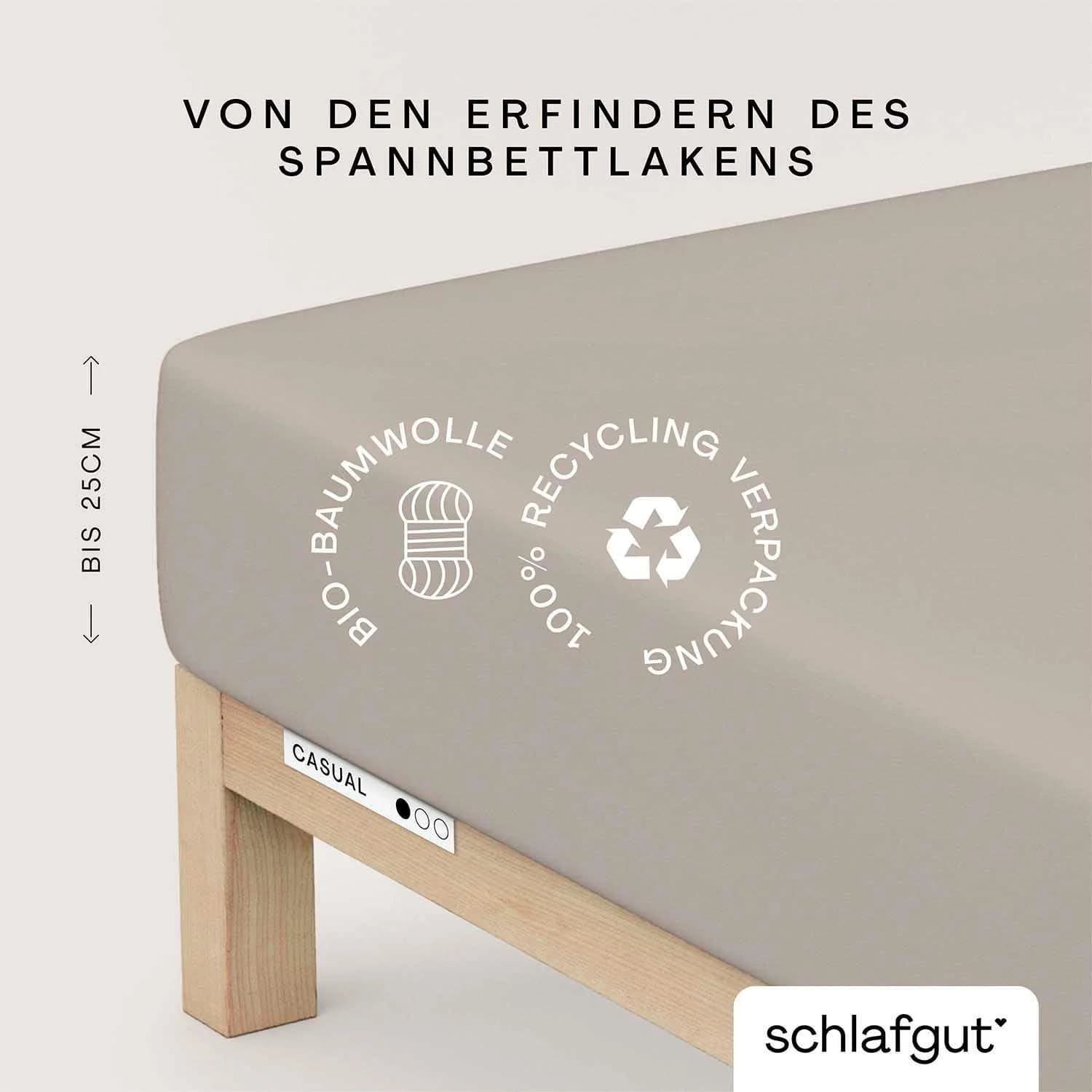 SCHLAFGUT CASUAL Spannbettlaken 100% Bio-Baumwolle Beige Jersey