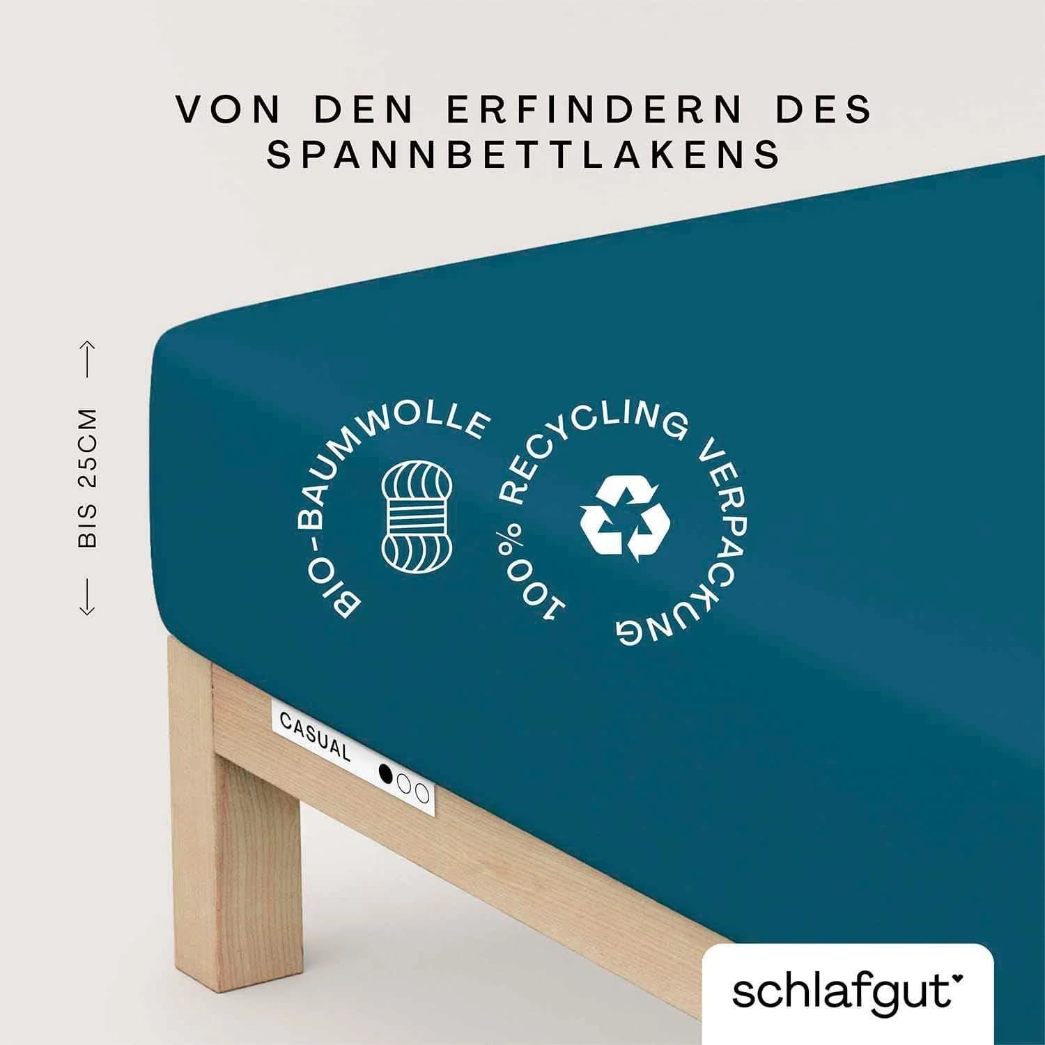 SCHLAFGUT CASUAL Spannbettlaken 100% Bio-Baumwolle Blau Jersey