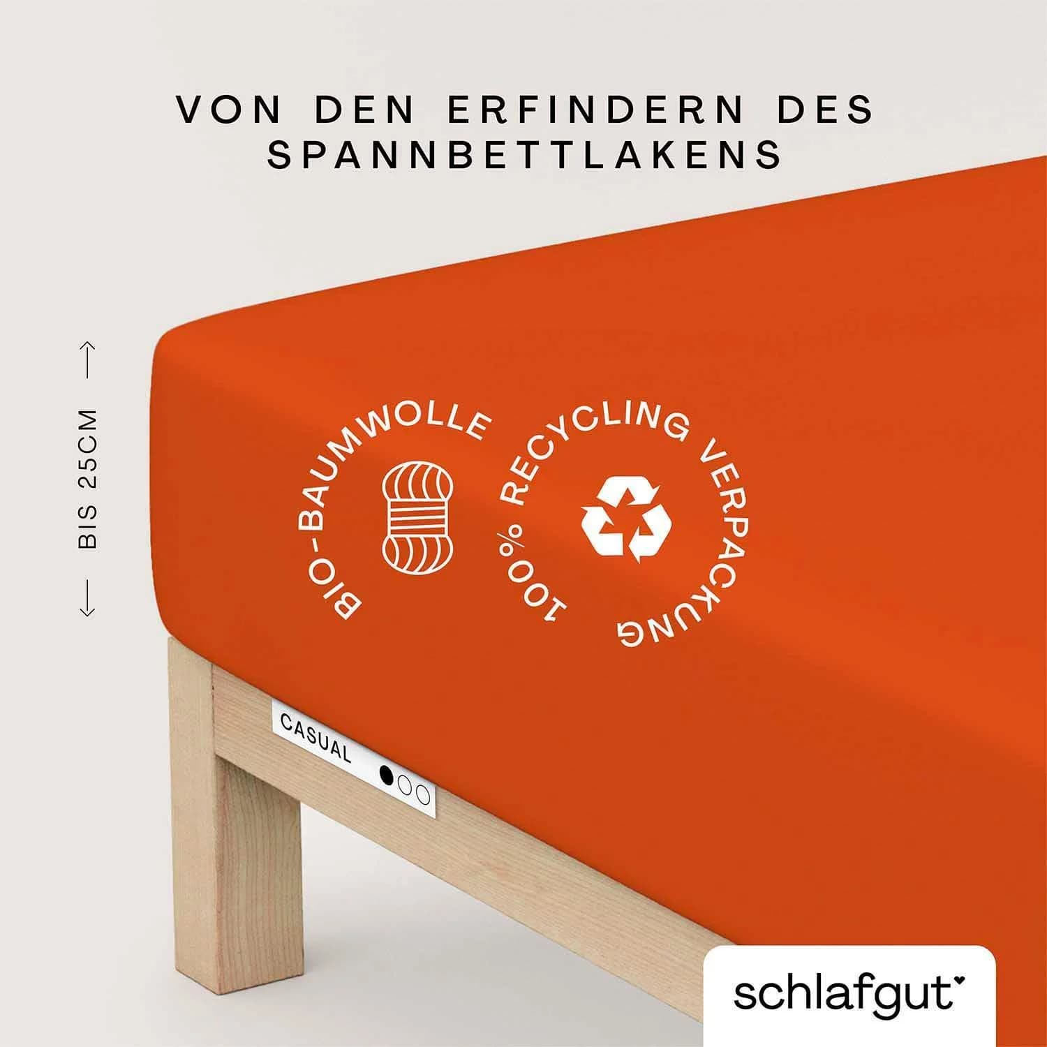 SCHLAFGUT Spannbettlaken 100% Bio-Baumwolle Rot Jersey