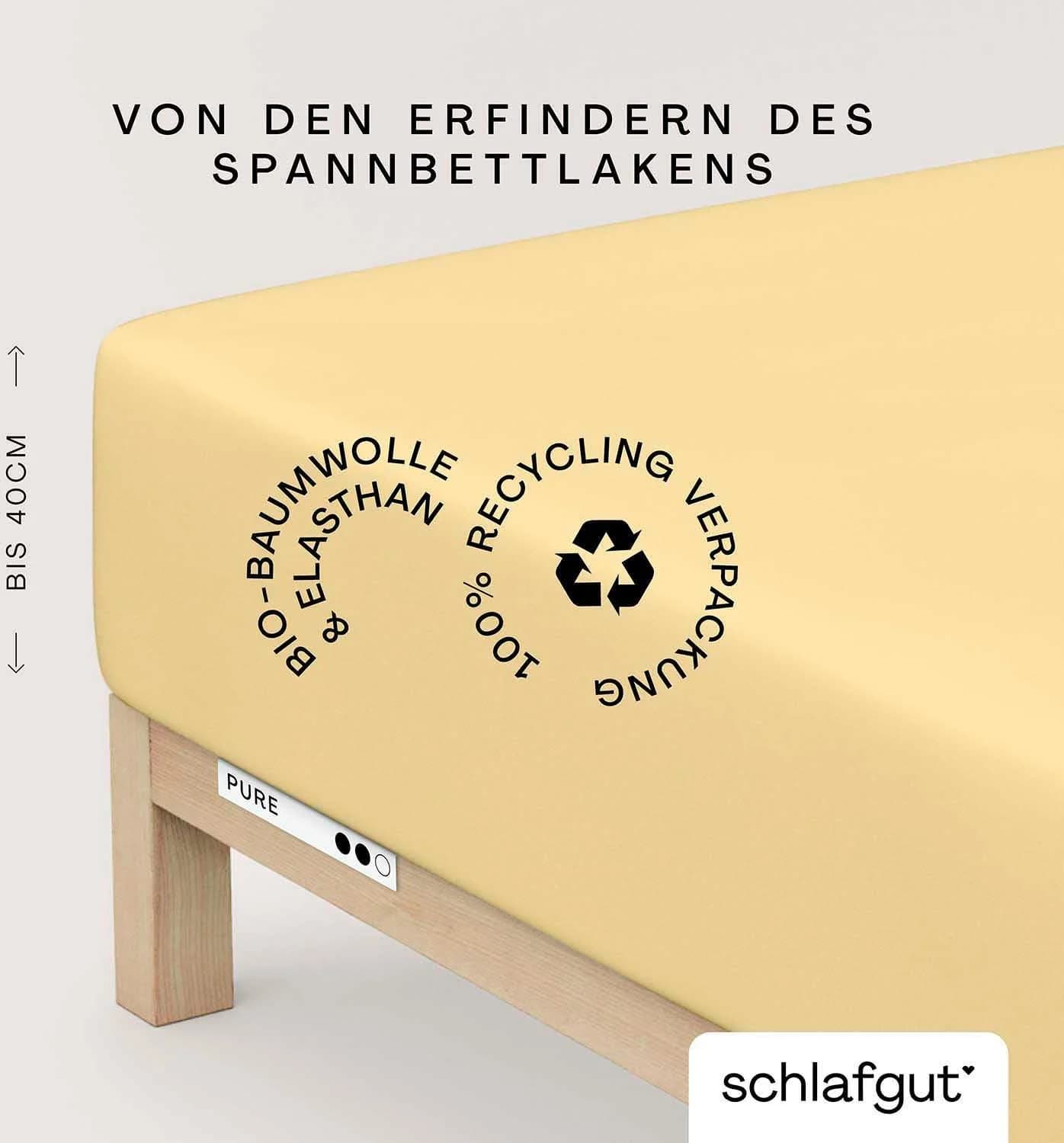 Schlafgut Spannbettlaken PURE Bio-Baumwolle Gelb Jersey-Elasthan