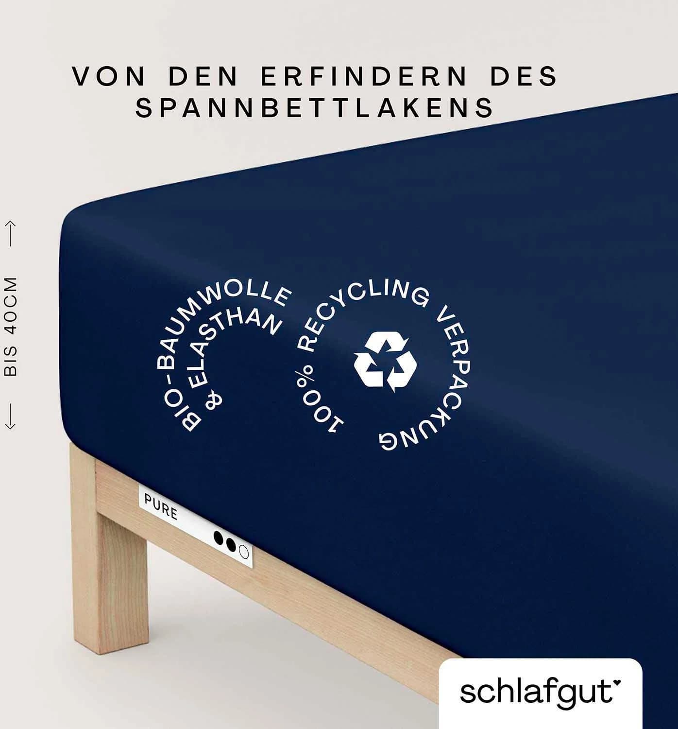 Schlafgut Spannbettlaken Bio-Baumwolle Blau Deep Jersey-Elasthan