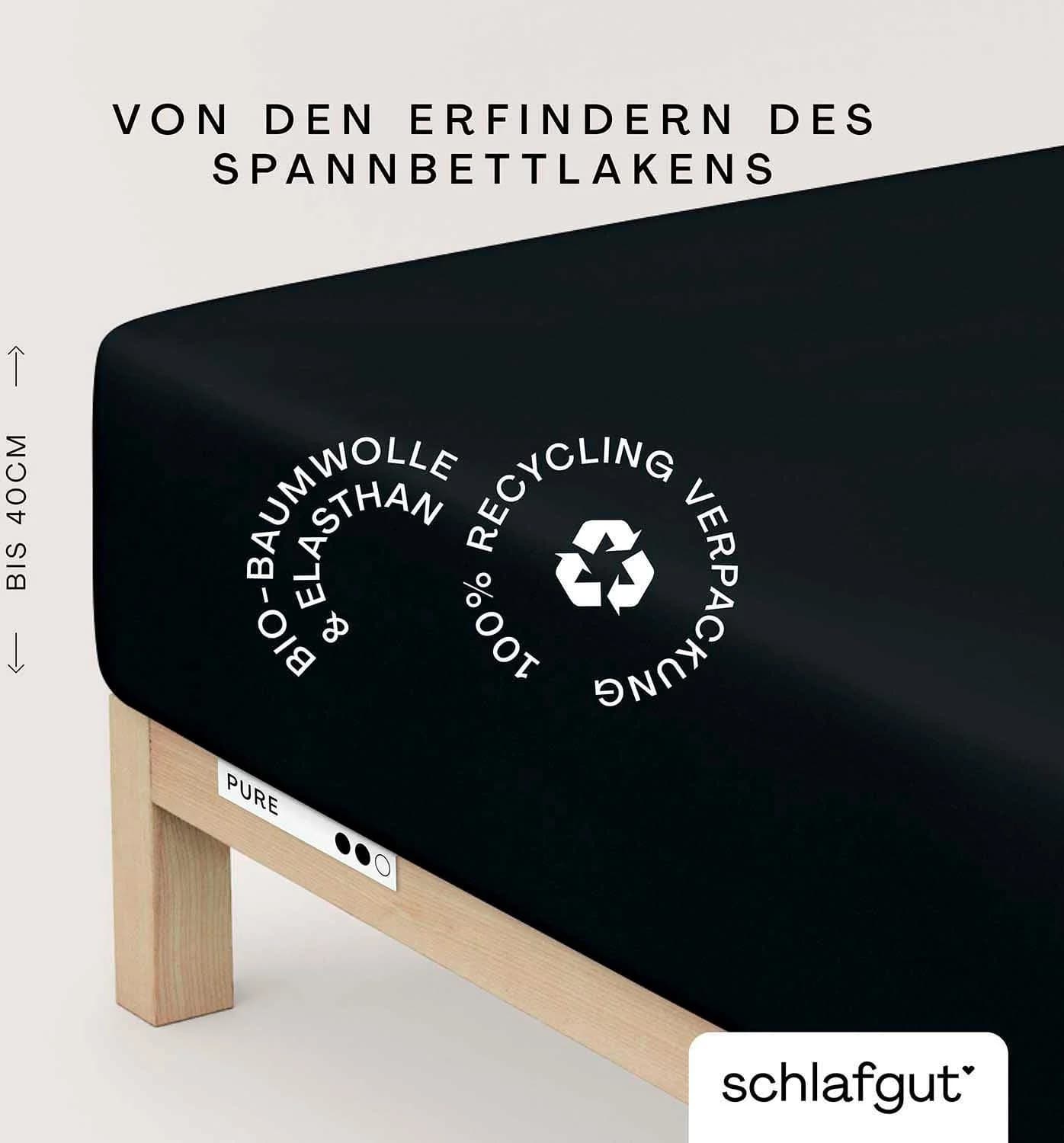 Schlafgut Spannbettlaken Boxspring Bio-Baumwolle Schwarz Jersey
