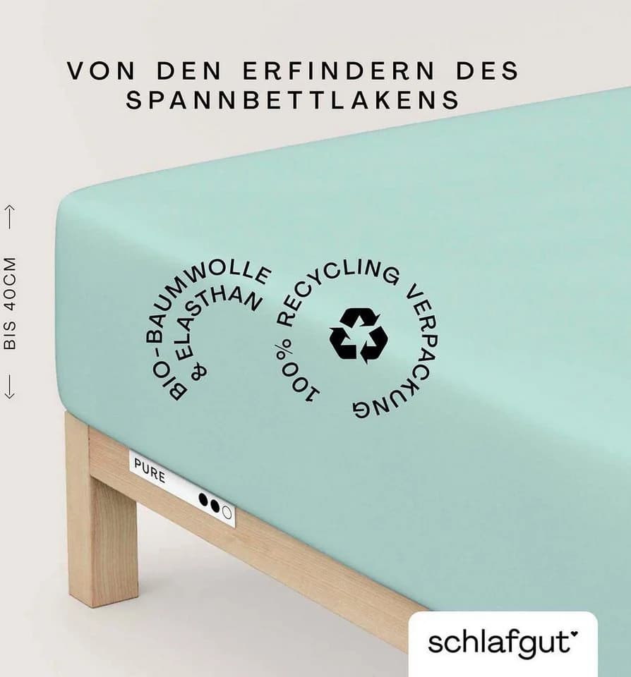 Schlafgut Spannbettlaken Bio-Baumwolle Blau 180-200x200-220 cm - Bild 2
