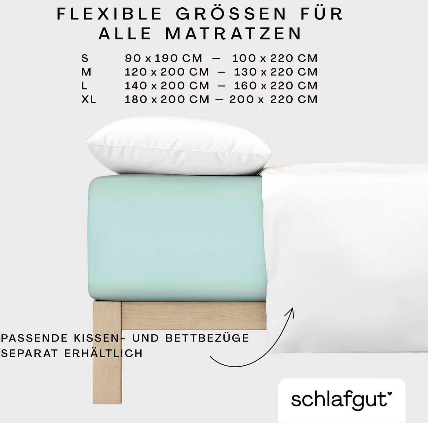 Schlafgut Spannbettlaken Bio-Baumwolle Blau 180-200x200-220 cm - Bild 5