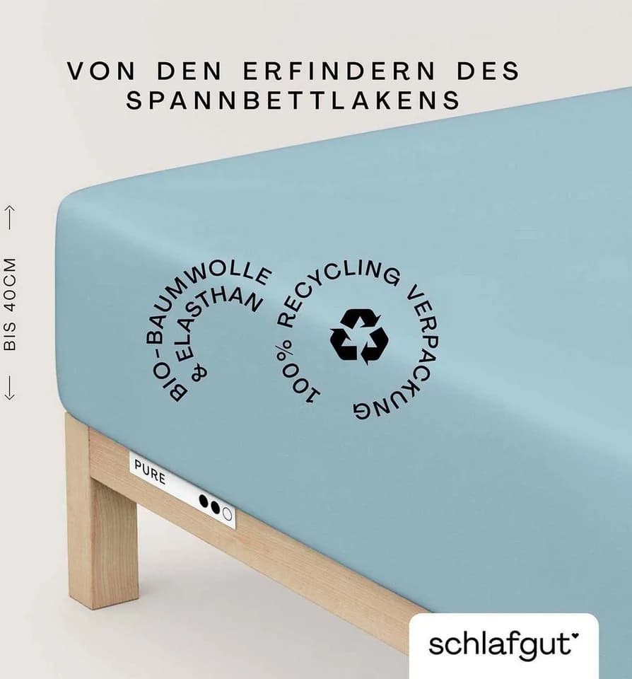 Schlafgut Spannbettlaken Bio-Baumwolle Jersey Blau Light 180-200x200-220 cm - Bild 2