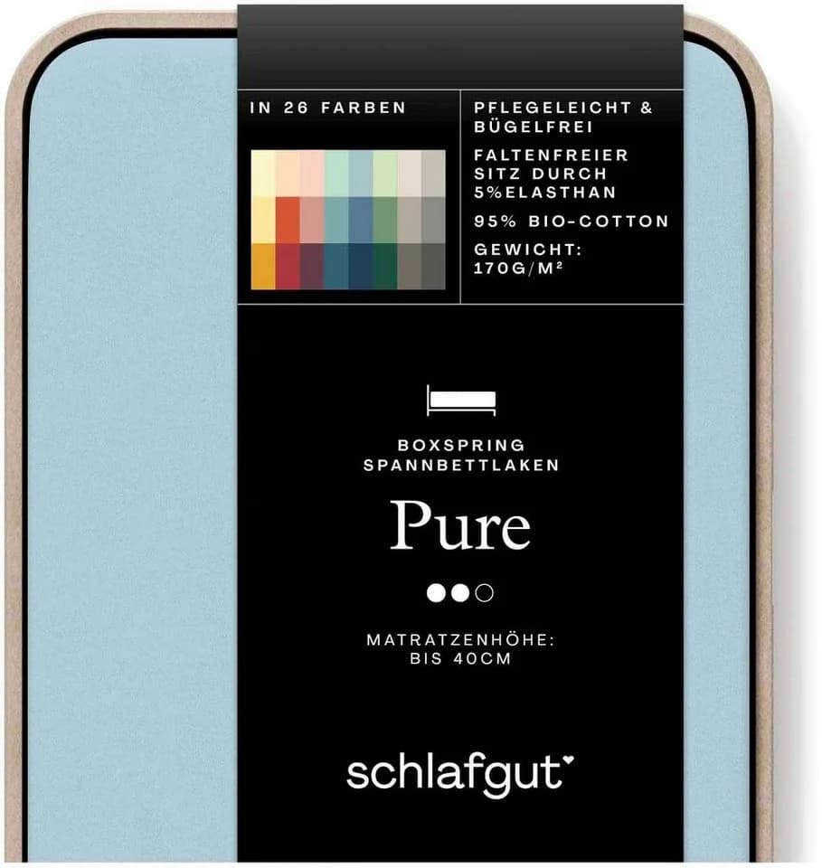 Schlafgut Spannbettlaken Bio-Baumwolle Jersey Blau Light 180-200x200-220 cm - Bild 4