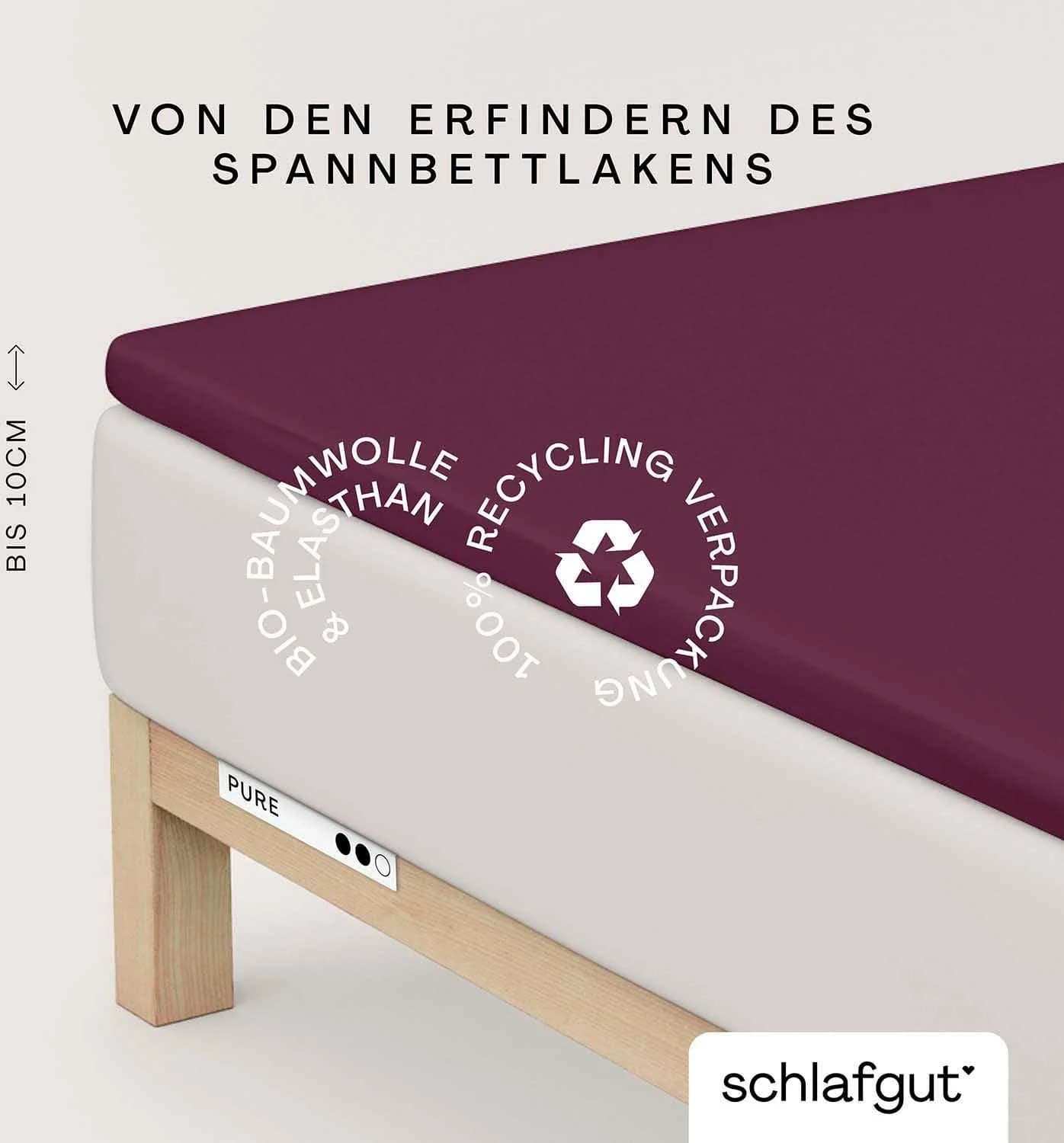 SCHLAFGUT Pure Spannbettlaken Lila Bio-Baumwolle Elasthan