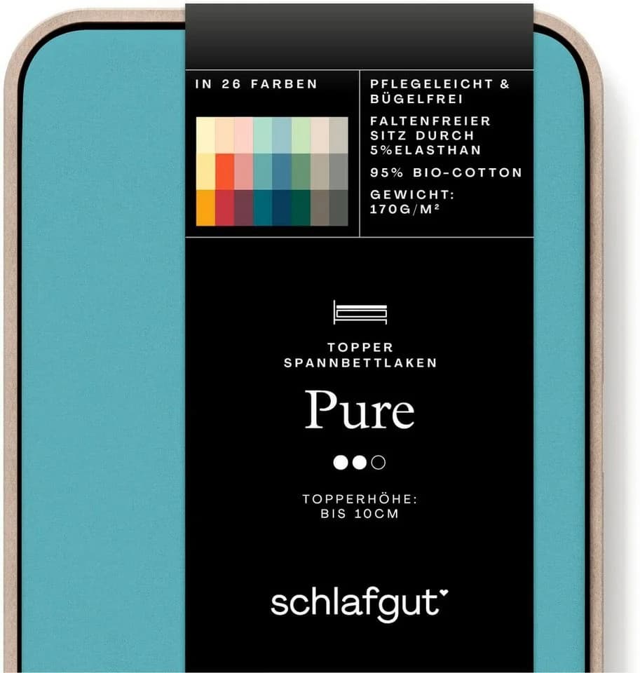 SCHLAFGUT PURE TOPPER Spannbettlaken Bio-Baumwolle Blau - Bild 5