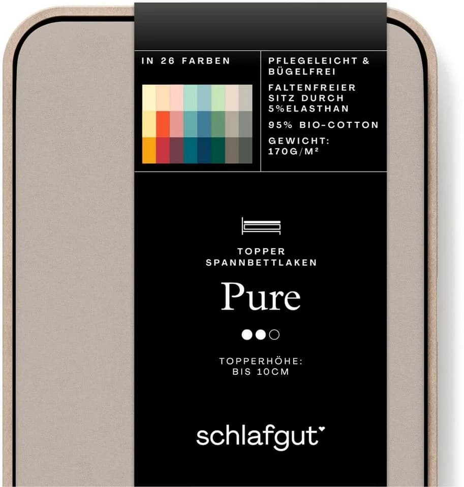 Schlafgut Spannbettlaken PURE TOPPER Bio-Baumwolle Beige Jersey - Bild 5