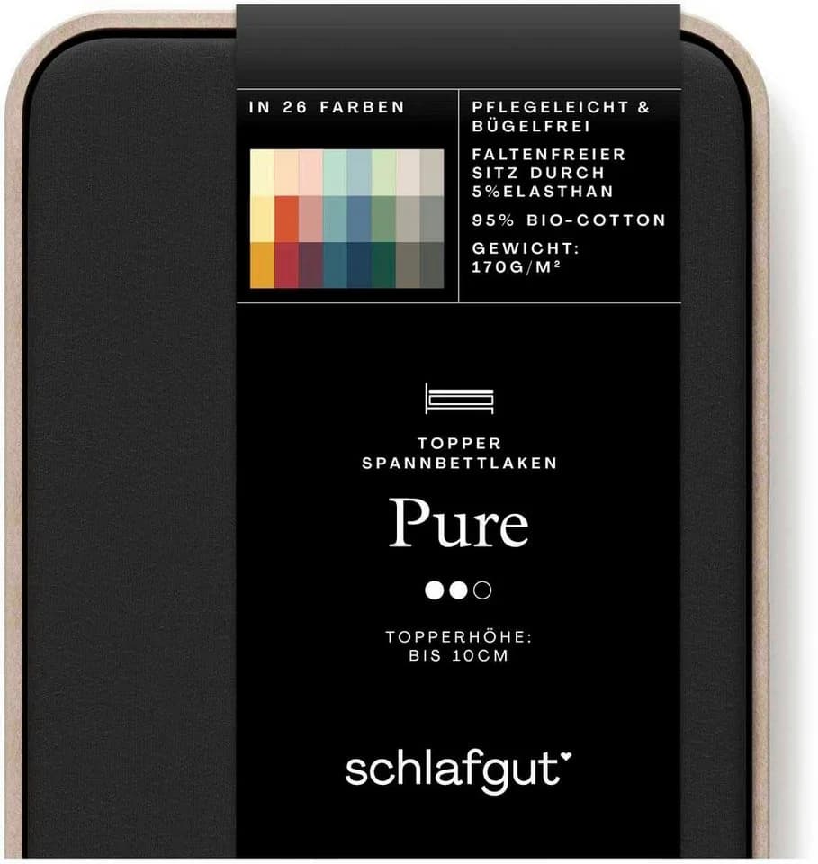 Schlafgut Spannbettlaken Pure Topper Bio-Baumwolle Schwarz - Bild 5