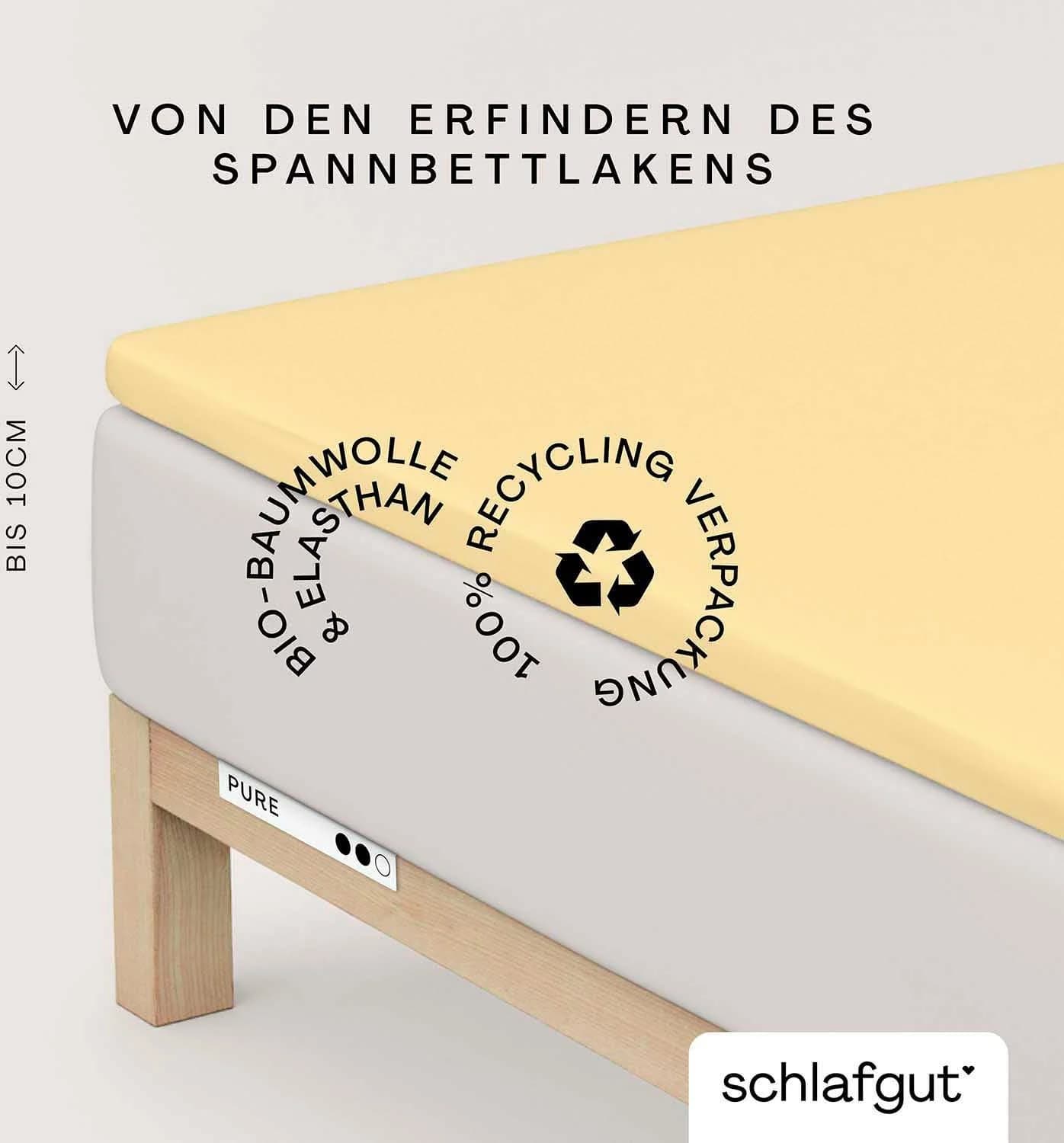 Schlafgut Spannbettlaken PURE TOPPER Bio-Baumwolle Gelb