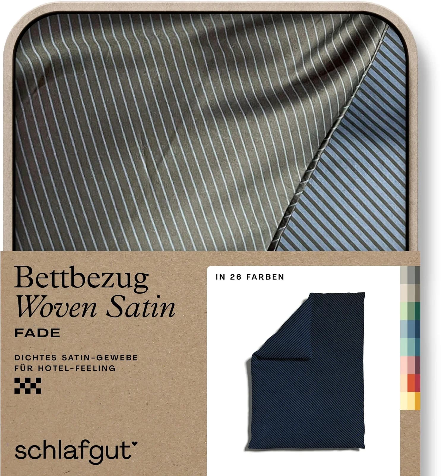 Bettbezug SCHLAFGUT Woven Satin Fade mit Streifen Blau/ Schwarz