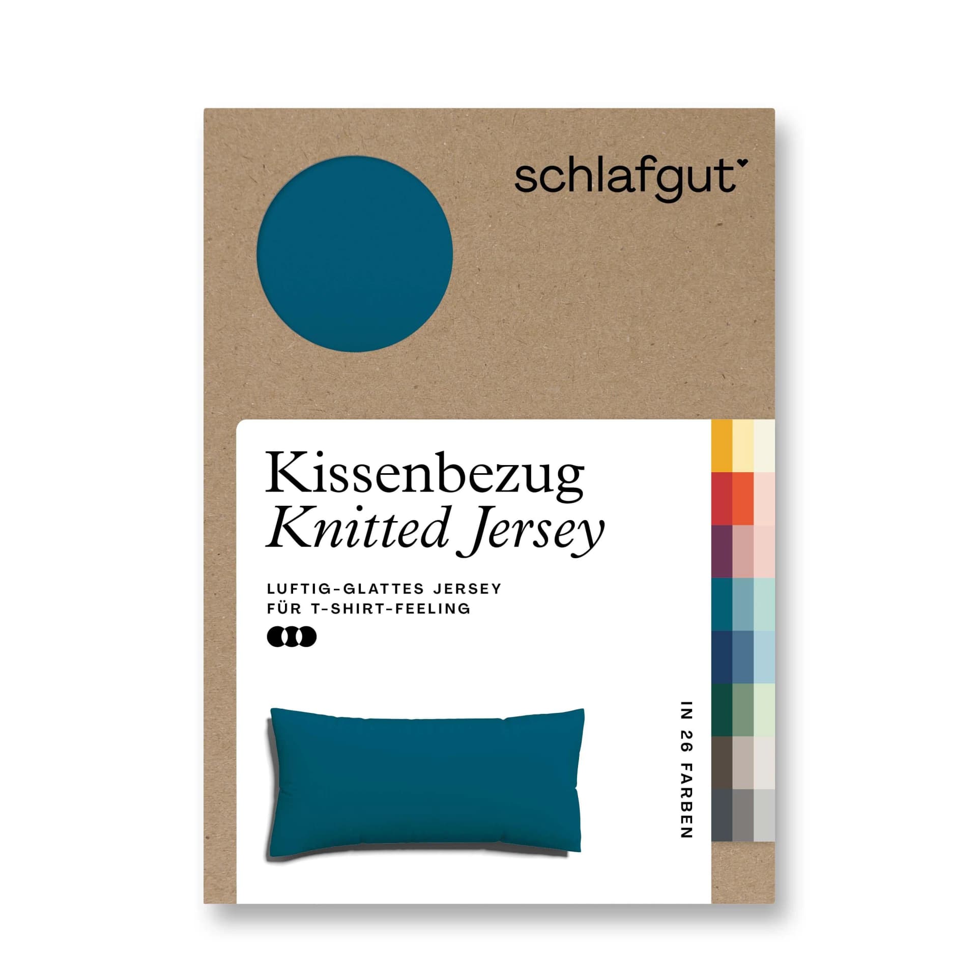 schlafgut Premium Kissenbezug Knitted Jersey Petrol Deep 40x80cm