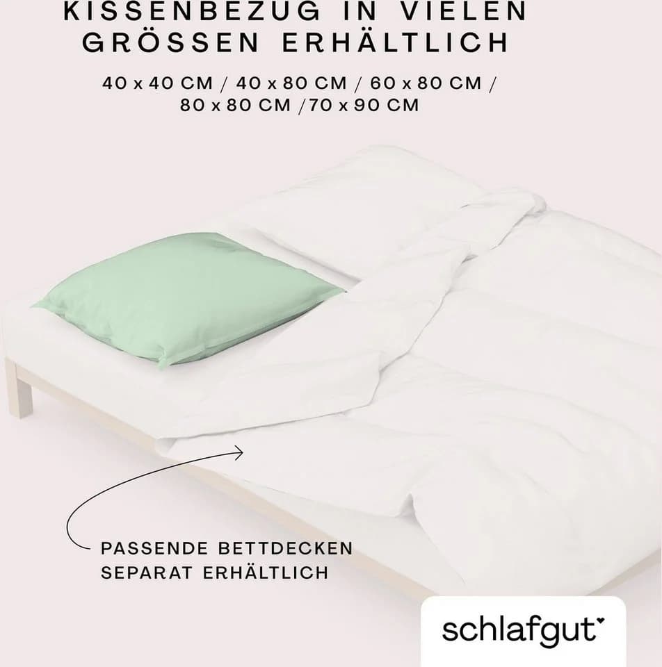 Schlafgut Premium Kissenbezug Woven Satin Grün 60x80cm - Bild 5