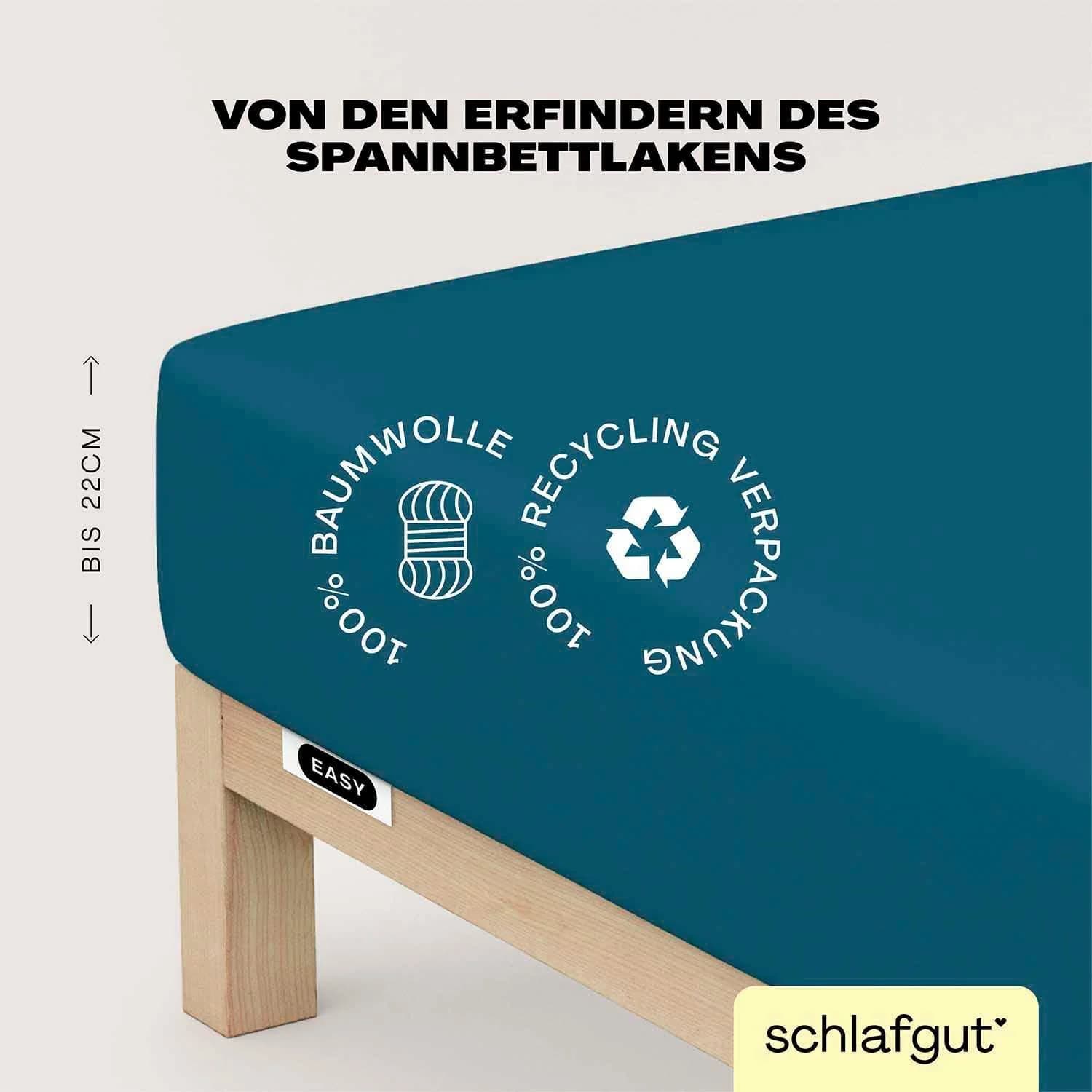 SCHLAFGUT Spannbettlaken Jersey 100% Baumwolle Petrol Deep