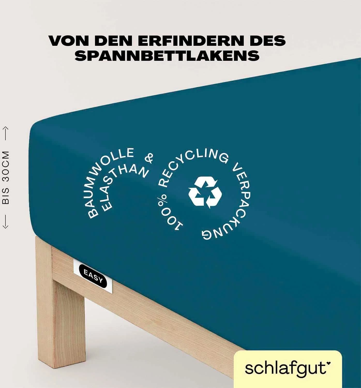 SCHLAFGUT Spannbettlaken Jersey Elasthan Petrol Deep