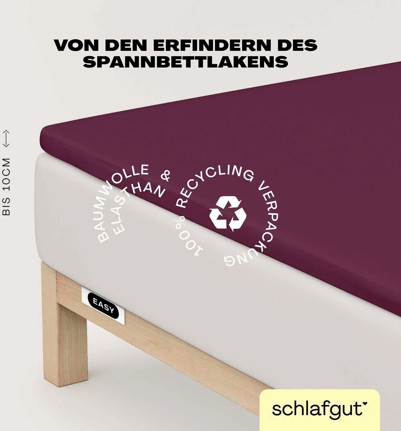 SCHLAFGUT EASY Jersey Elasthan Topper Spannbettlaken Lila Deep