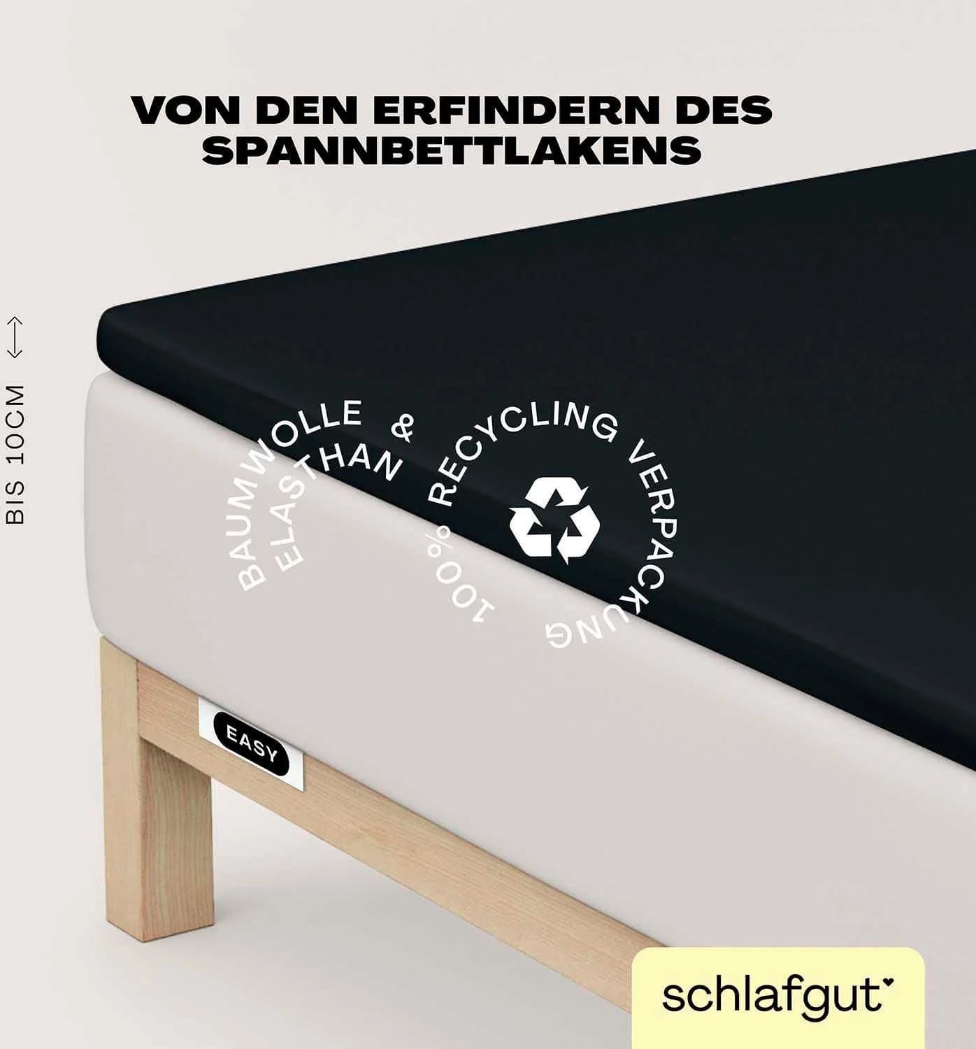 SCHLAFGUT EASY Jersey Elasthan Topper Spannbettlaken Schwarz