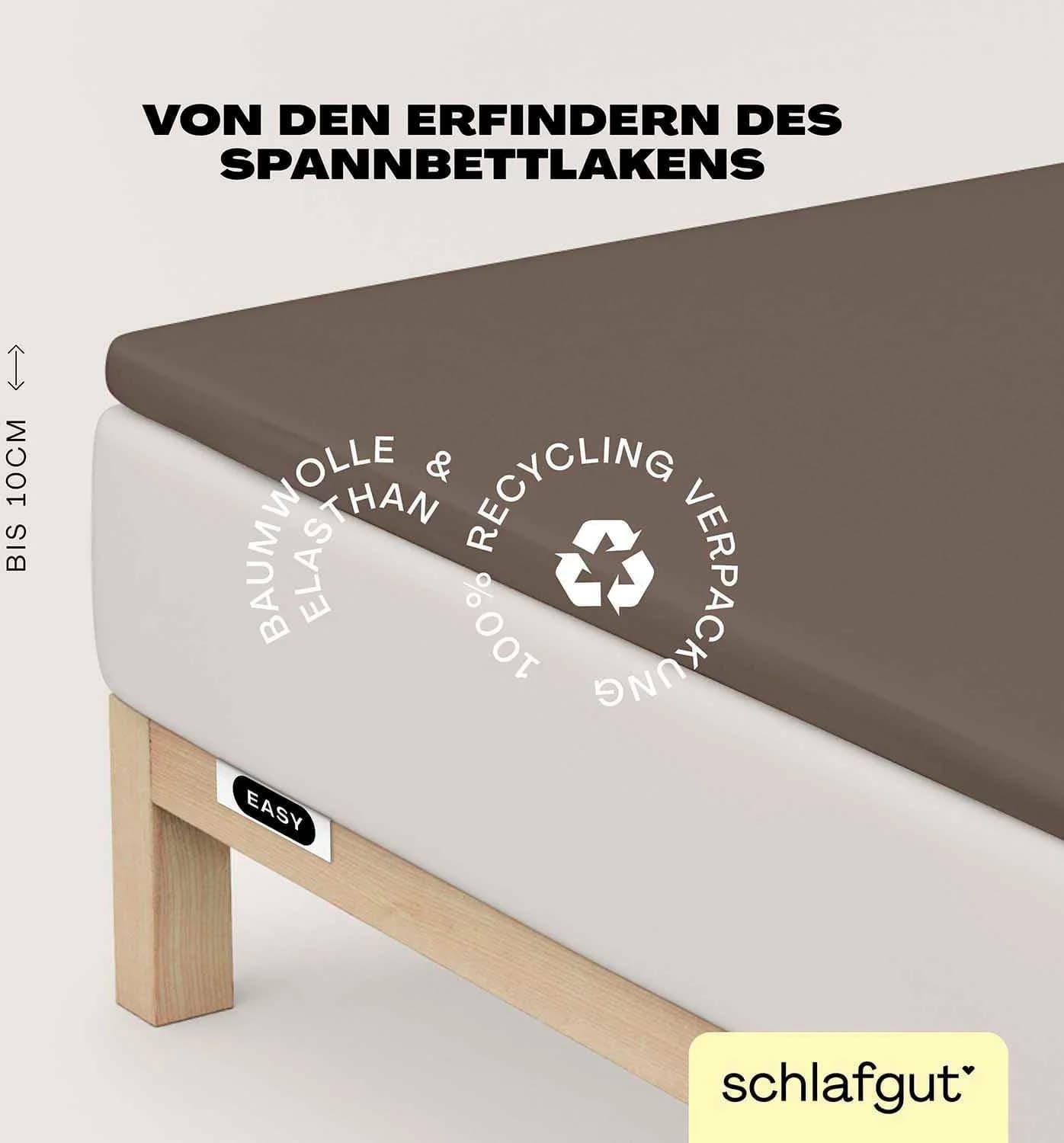 Schlafgut Spannbettlaken Jersey Beige Topper 120-130x200-220 cm
