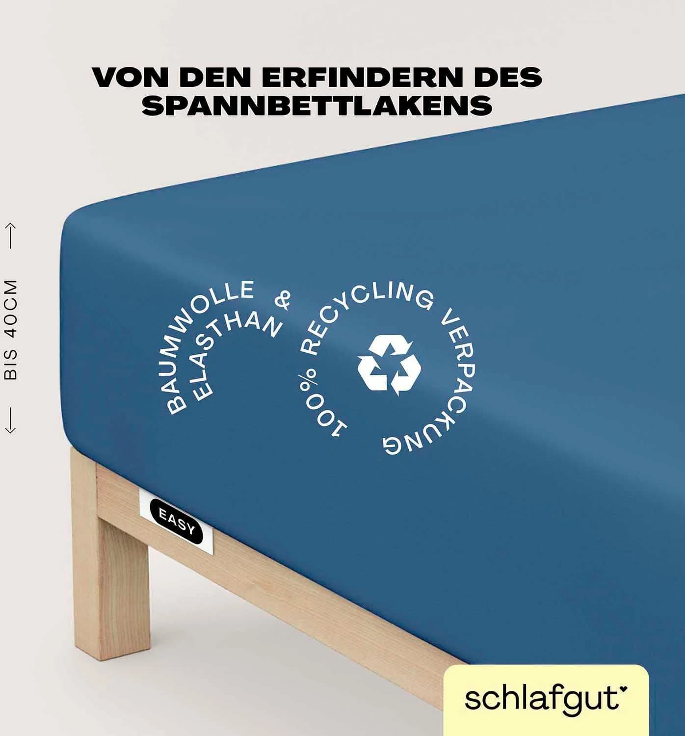 Schlafgut Spannbettlaken Jersey Elasthan Boxspring Blau