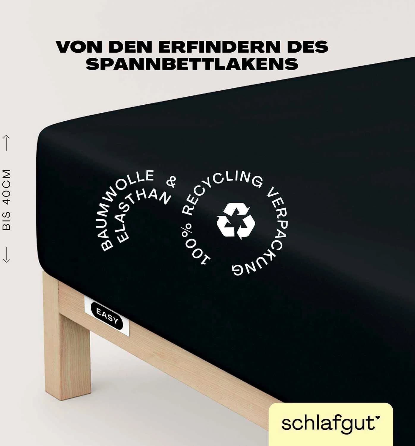 SCHLAFGUT Spannbettlaken Jersey Elasthan Boxspring Schwarz