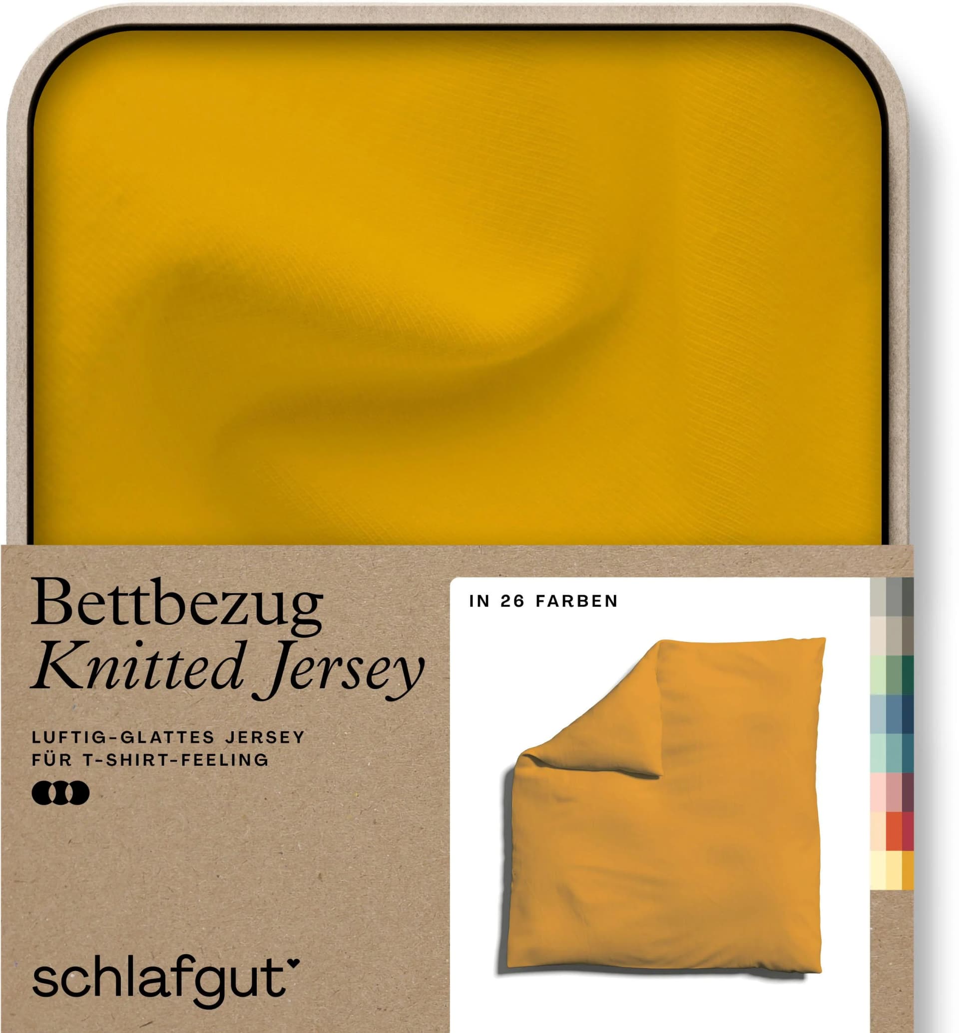 Schlafgut Premium Bettbezug Knitted Jersey Gelb 200x200 cm