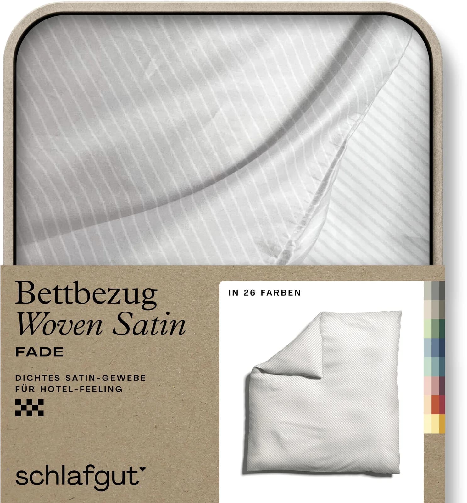 Bettbezug SCHLAFGUT Woven Satin Fade Streifen Weiß/Beige 200x200cm