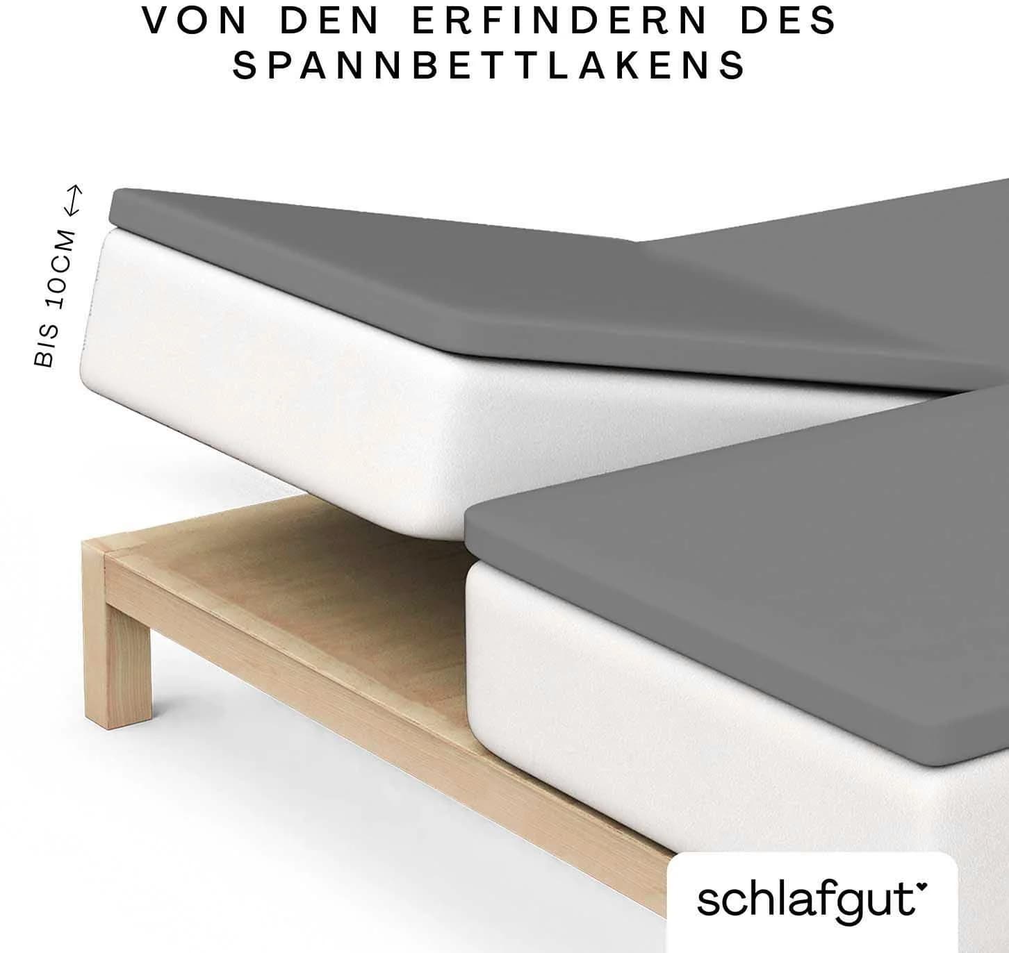 Schlafgut Spannbettlaken Pure Split-Topper Grau Jersey-Elasthan