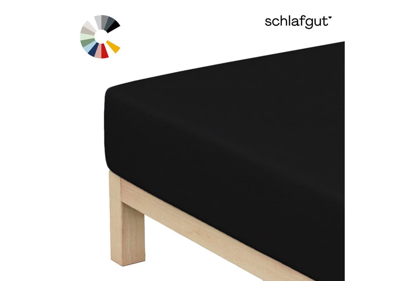Schlafgut Basic Cotton Spannbettlaken Jersey Gummizug Rundum Schwarz - Bild 2