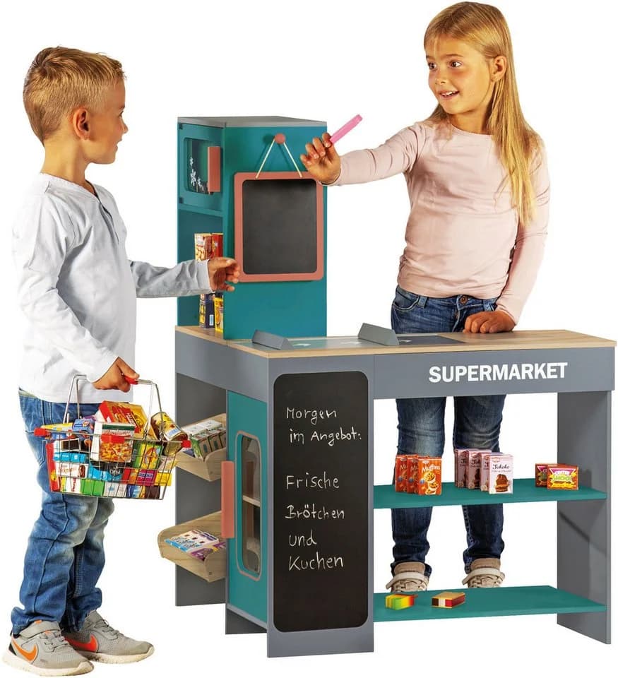 TANNER Moderner Supermarkt Kaufladen Holz Grau Türkis - Bild 3