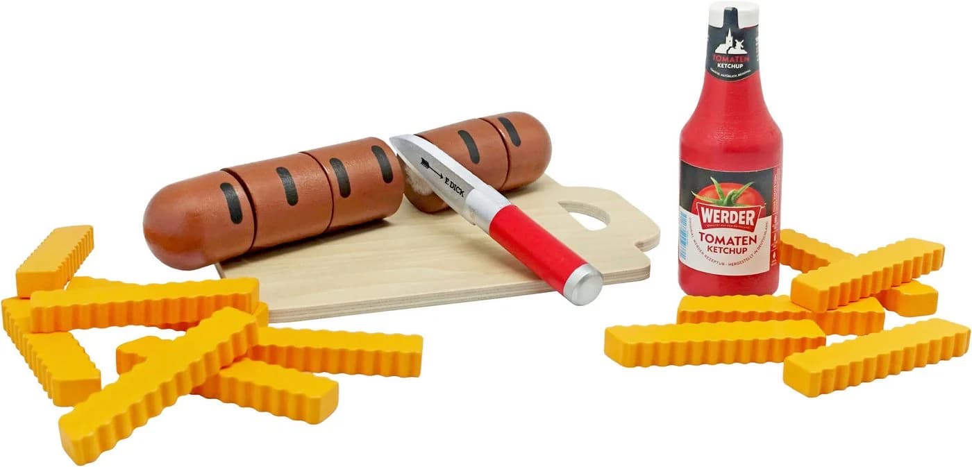 Tanner Spiellebensmittel Bratwurst zum Schneiden mit Pommes und Ketchup - Bild 3