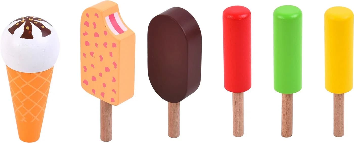 Tanner Eistruhe aus Holz bunt mit 6 Eis und Eiskarte