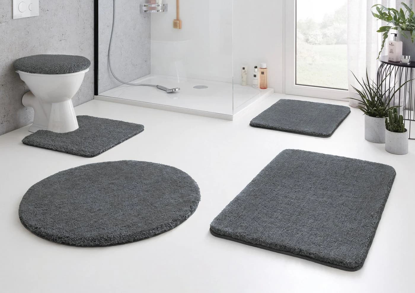 Kleine Wolke Badematte Relax Set Anthrazit Polyacryl