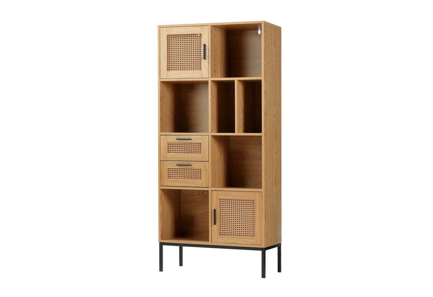kamelshopping Standregal Rattan-Optik 2 Türen 2 Schubladen 6 Fächer - Bild 2