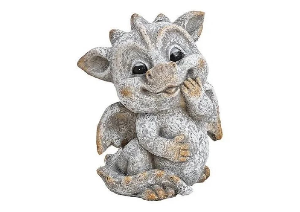 Wurm Drache stehend Steinoptik Grau Gartendeko Figur