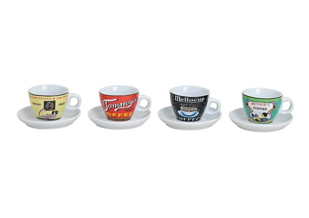 Wurm Espressotassen Set Vintage Porzellan Weiß/Bunt