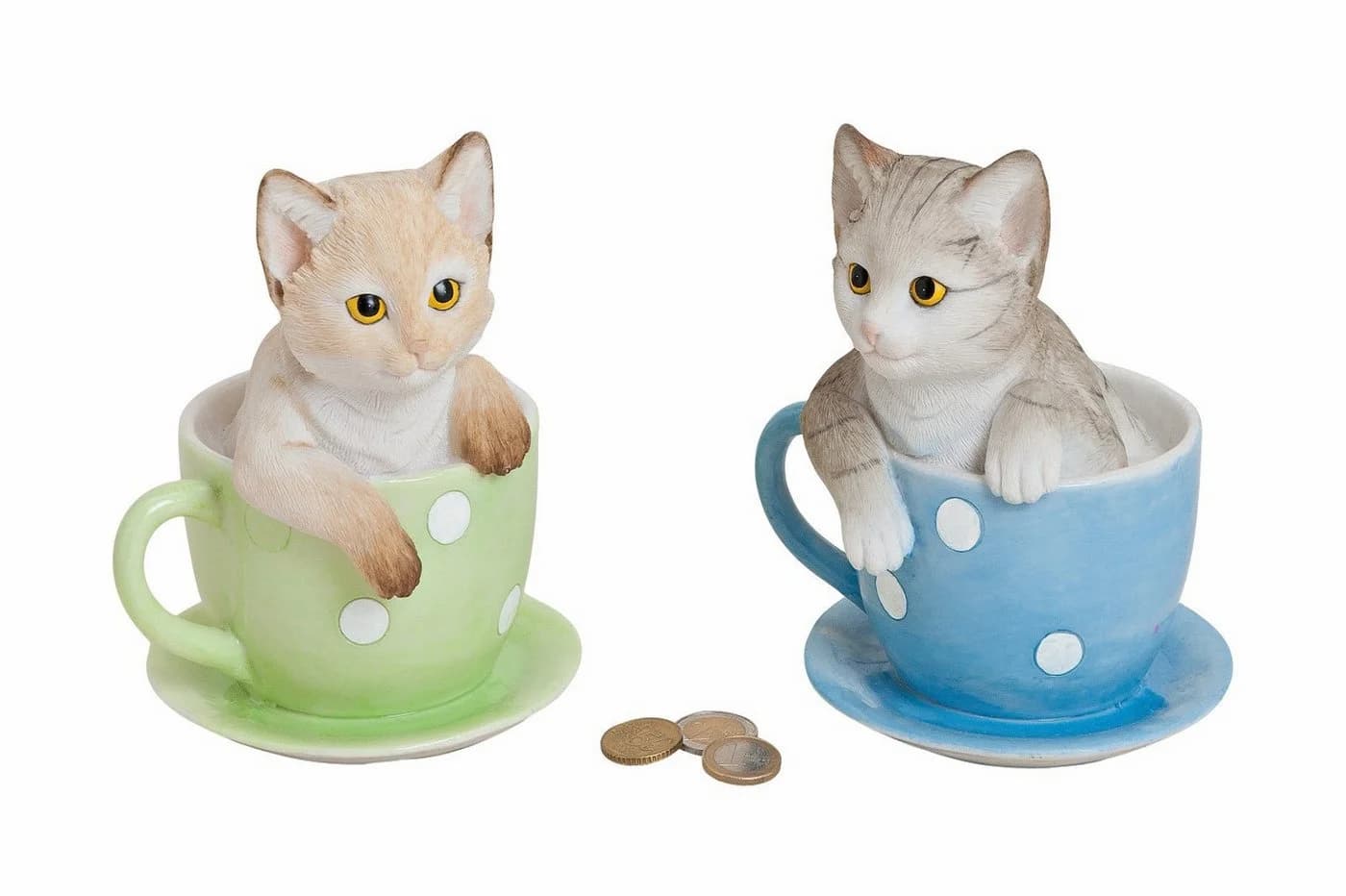 Wurm Spardose Katze in Tasse Sparbüchse