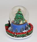 Wurm Schneekugel mit Spieluhr Weihnachtsbaum und fahrender Zug Bild 3
