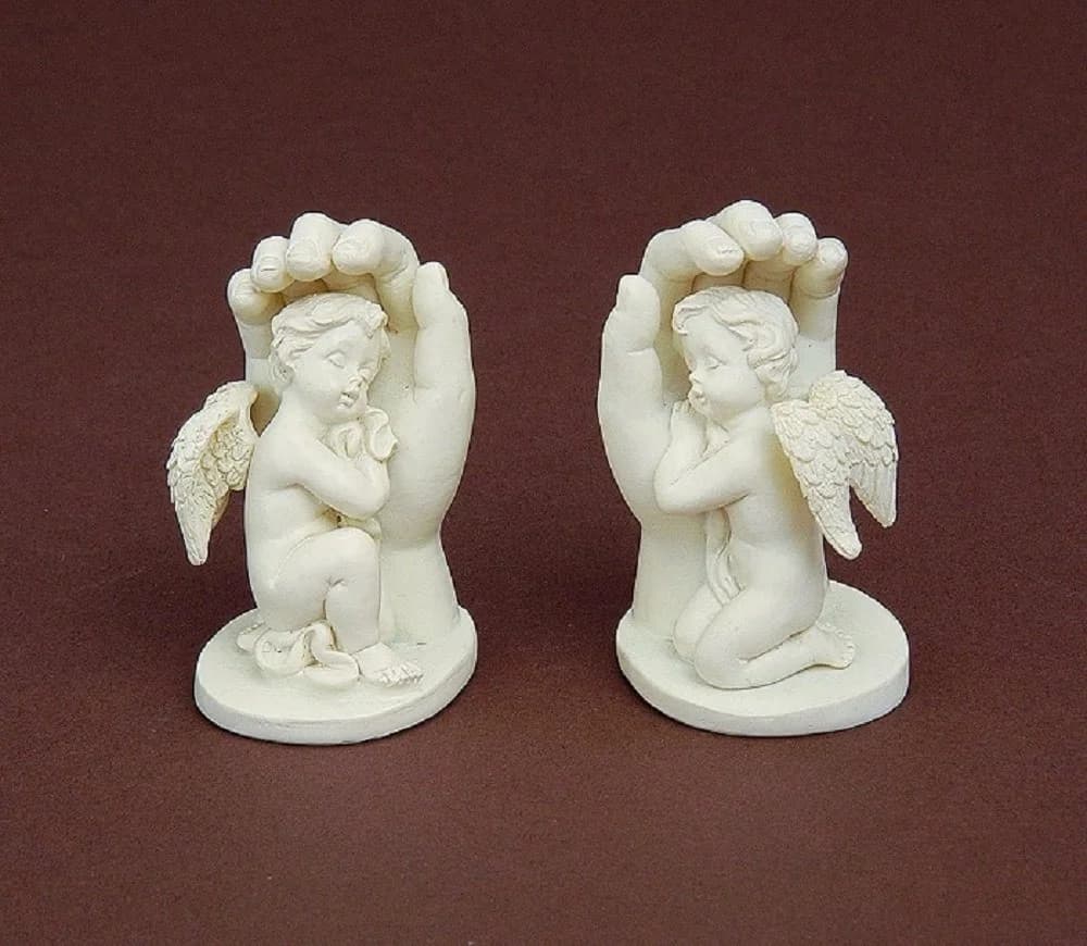 G.Wurm GmbH Schutzengel 2er-Set Polyresin 6,5 cm Creme