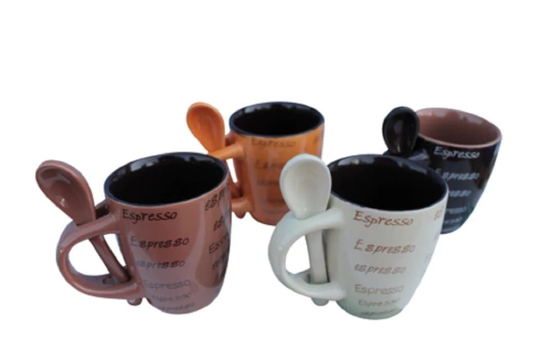 Wurm Espressotassen-Set 8-tlg. Keramik Creme Braun Orange