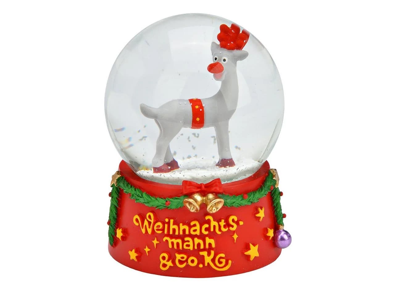 Wurm Schneekugel Rudolph Rentier Glaskugel mit Schnee - Bild 2