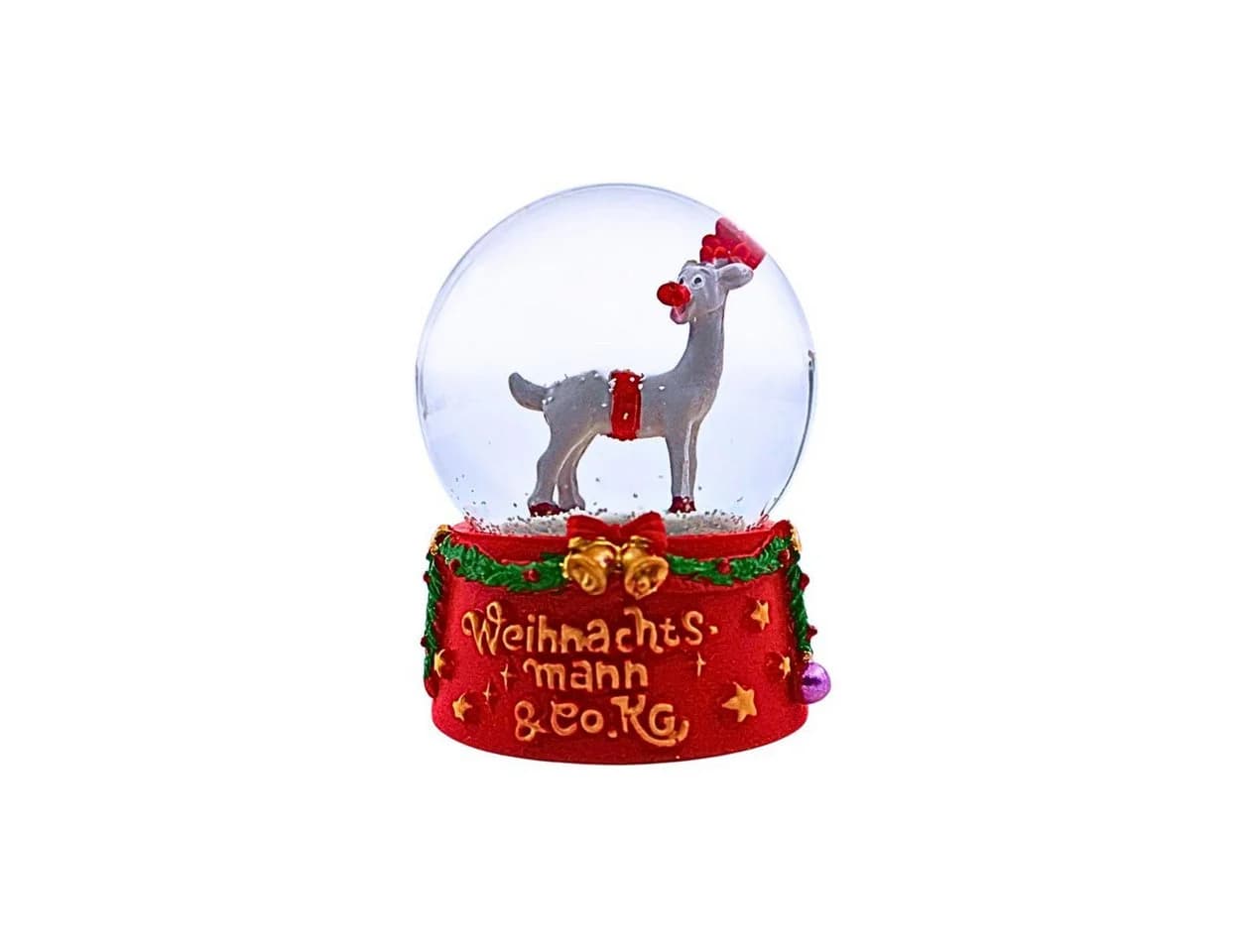 Wurm Schneekugel Rudolph Rentier Glaskugel mit Schnee - Bild 3