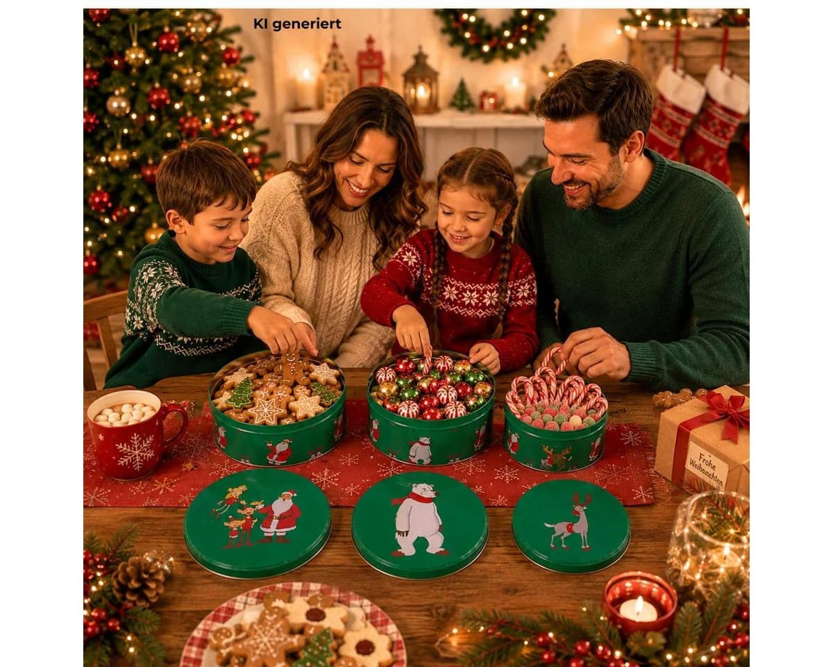 Wurm 3-teilige Keksdose Weihnachtsmann & Co. KG Metall Grün - Bild 3